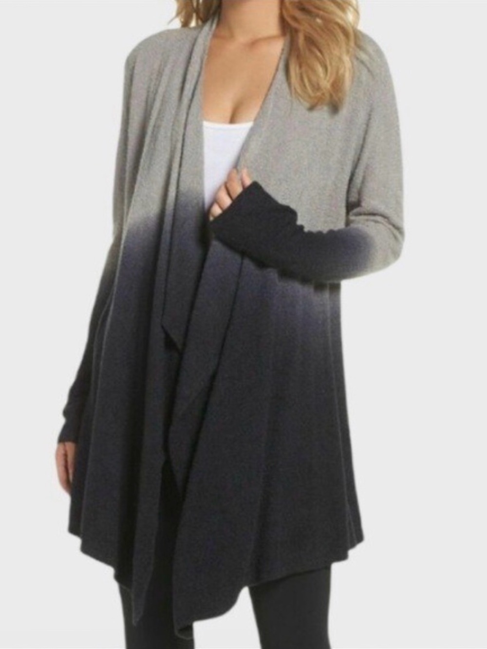 Barefoot Dreams CozyChic Lite Calypso Ombré Open Drape Cardigan - size S/M